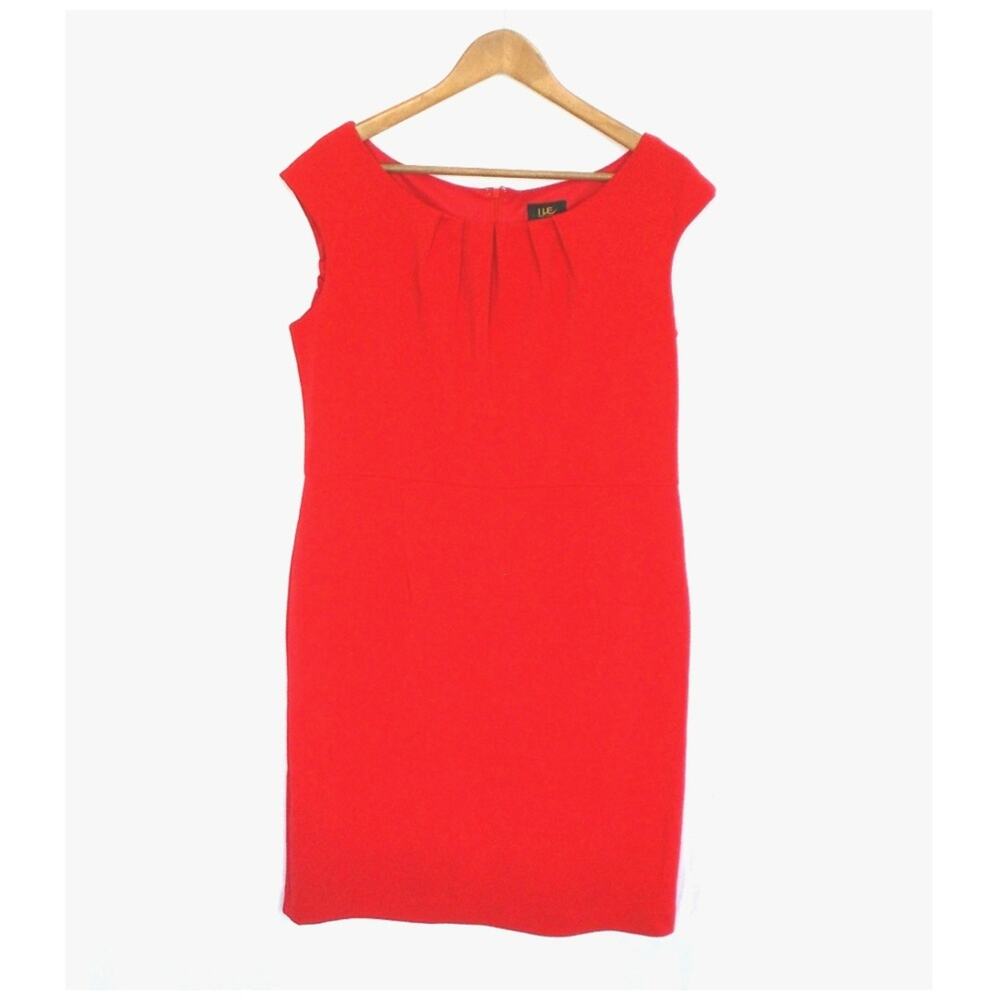 ILE New York Red Texture Sleeveless Dress Holiday Work Sz 12